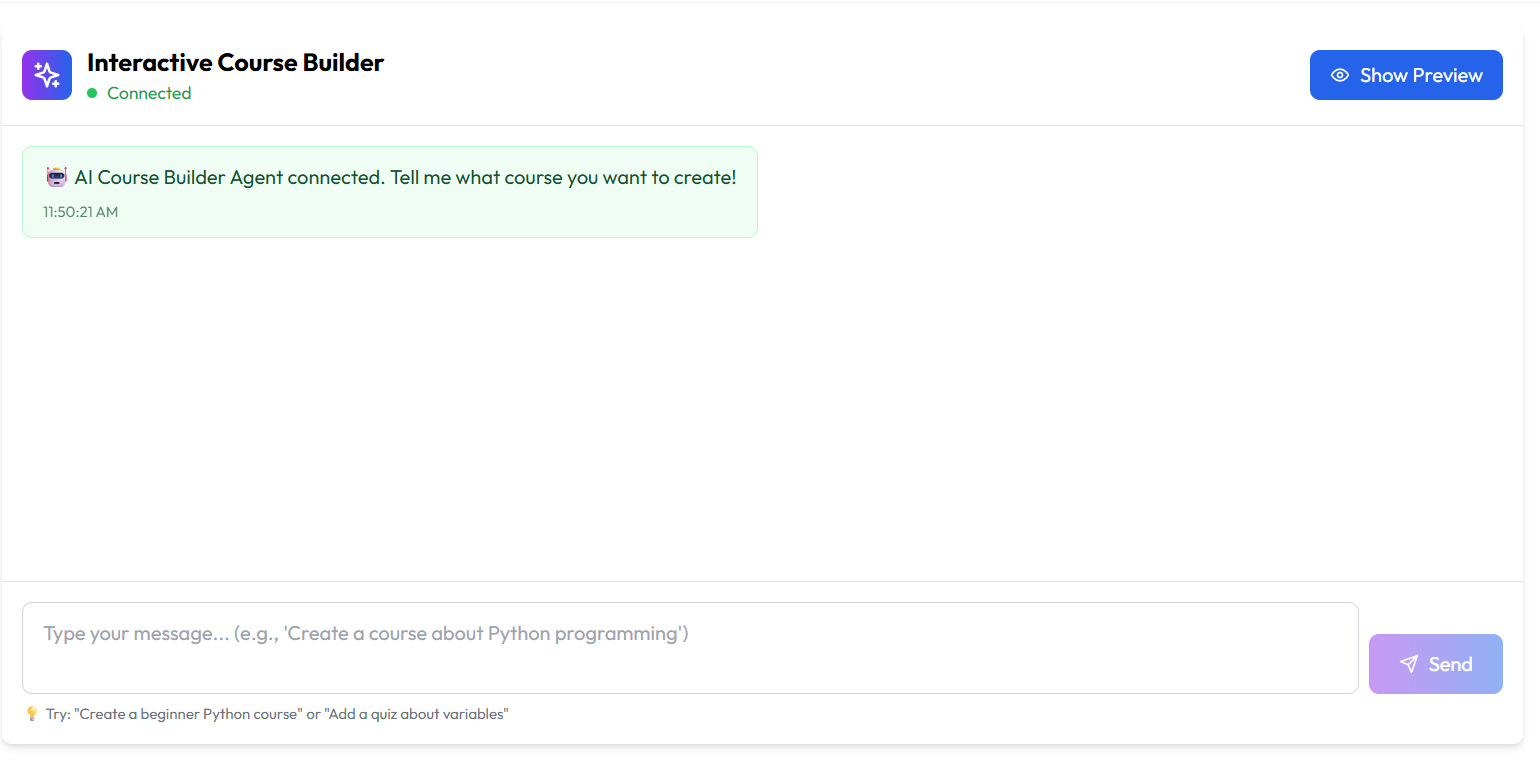 AI Course Builder preview
